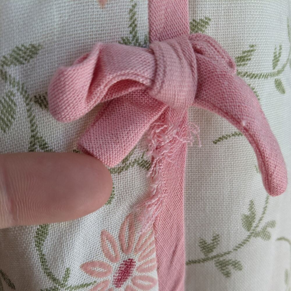 Mini Floral Dress M Cream Pink Vintage 60s A-Line Floral Bow Ribbon Sleeveless - Picture 8 of 14
